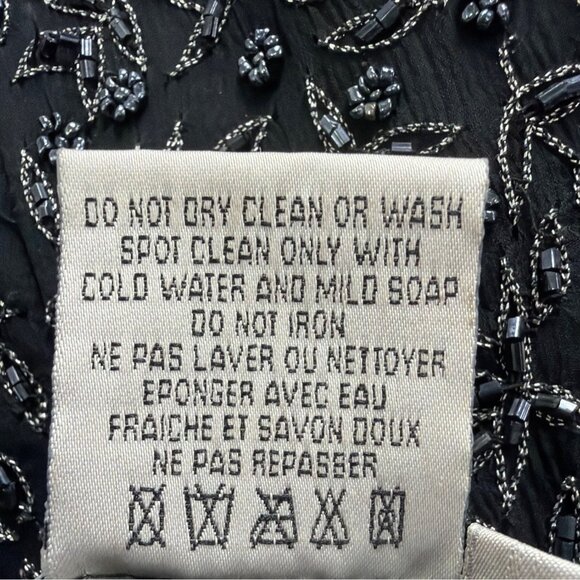 Papell Boutique Womens Black 100% Silk Beaded Embellished Evening Top Size S - Picture 8 of 9